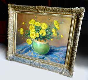 Hendrikus van Langen - Bloemen - Chrysanthemum stilleven in een gemberpotje verkocht voor € 100!