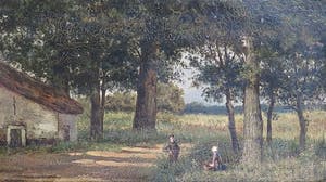 Niet of onleesbaar gesigneerd - Olieverf op doek, Boerenerf - Ingelijst kopen? Bied vanaf 10!