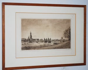 Simon de Heer - Kampen, de Stadsbrug over de IJssel - zeldzame ets kopen? Bied vanaf 50!