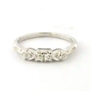 14k witgouden ring met Bolsjewiek geslepen diamant tot. 0.20ct – G/H - SI kaufen? Bieten Sie von 275!