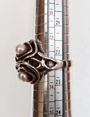 Brutalist Modernist ring echte parels zilver 925 maat 22 MCM kopen? Bied vanaf 65!