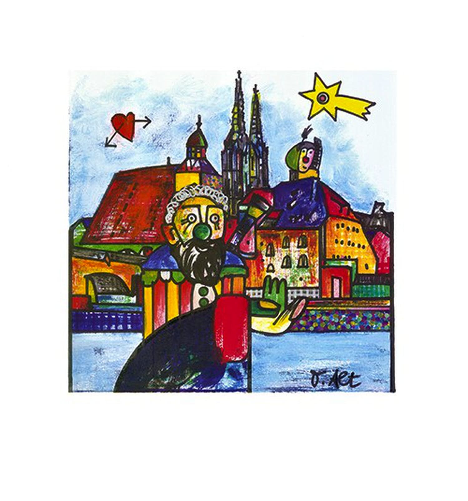 Otmar Alt - Kleurenoffset-litho CITY VIEW Handgesigneerd. verkocht voor € 35!