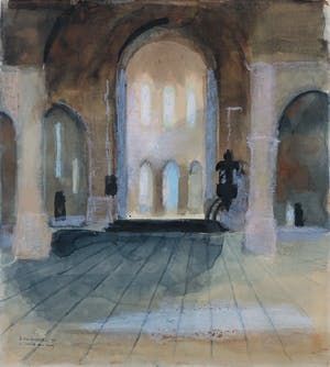Jenny Dalenoord - Gemengde techniek op papier, Kerkinterieur St. Jacob Den Haag kopen? Bied vanaf 1!