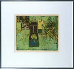 Michel van Overbeeke - Kleurenets, Uitgeraapte muren van weerstand (...) - Ingelijst verkocht voor € 35!