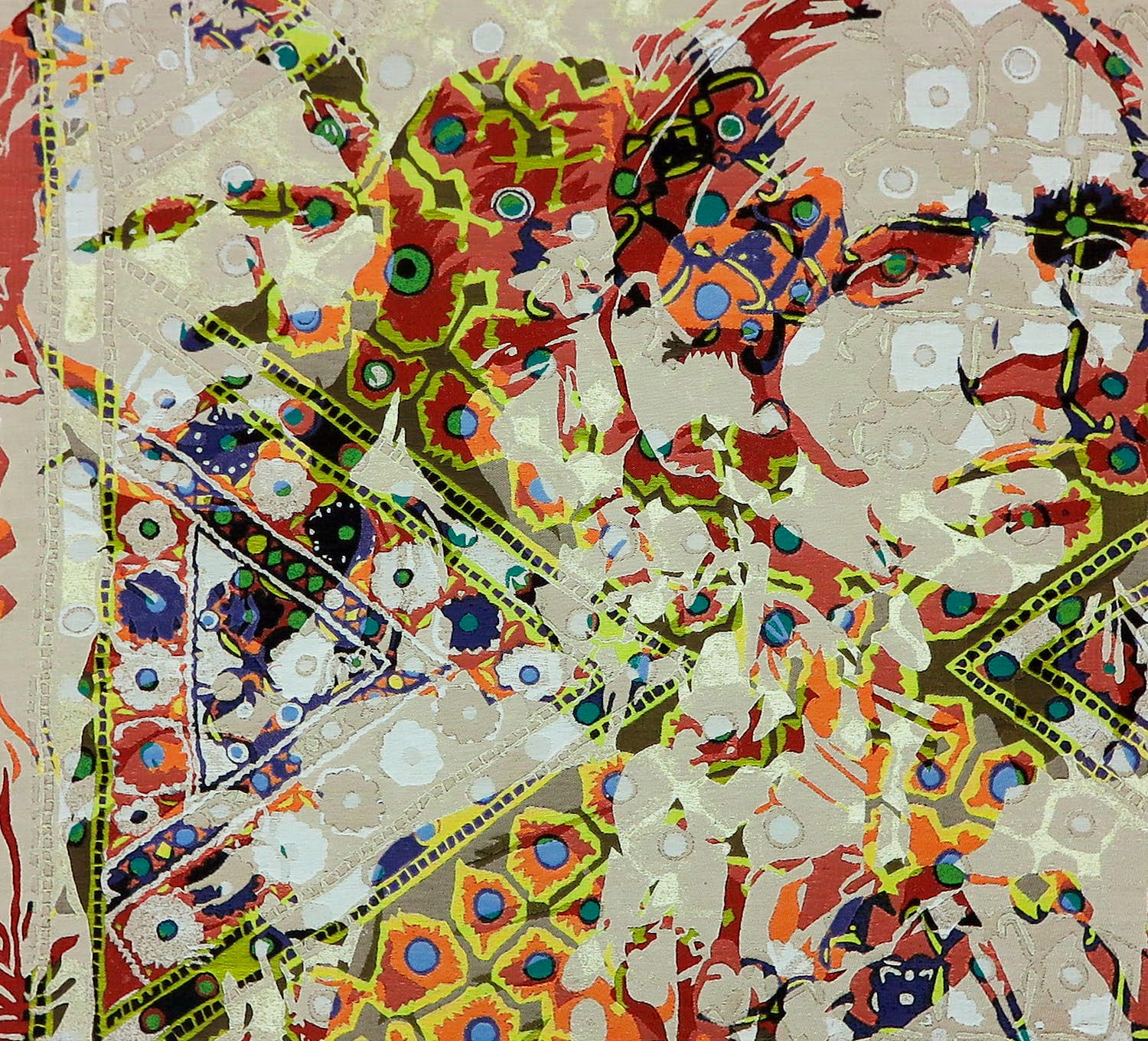 Barbara Broekman - Textiel op spieraam, Zonder titel - Ingelijst verkocht voor € 200!