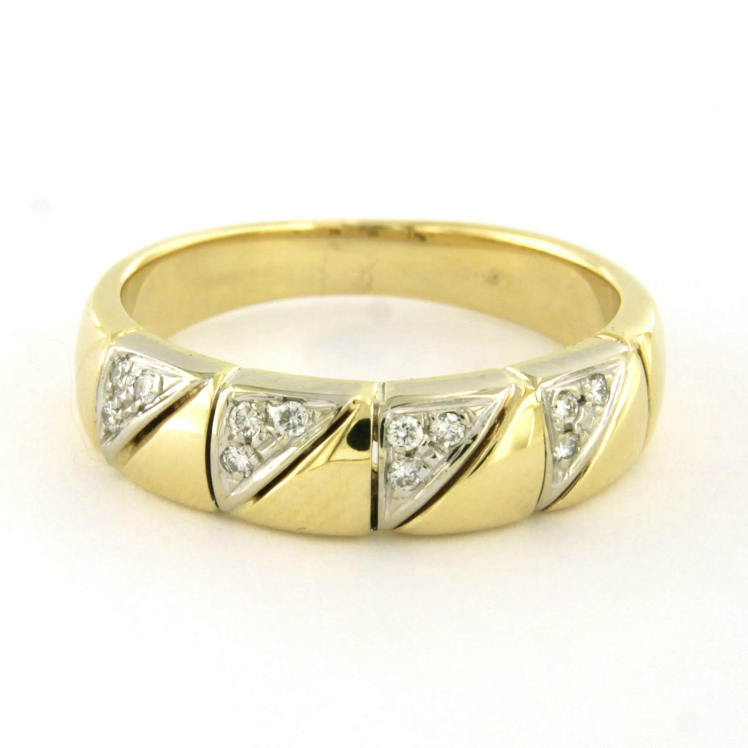 14k bicolour gouden ring met briljant geslepen diamant tot. 0.10ct – F/G - VS/SI kopen? Bied vanaf 475!