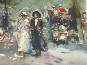 Martinus Leonardus Middelhoek - Aquarel - Stadspark rond 1910 kopen? Bied vanaf 135!