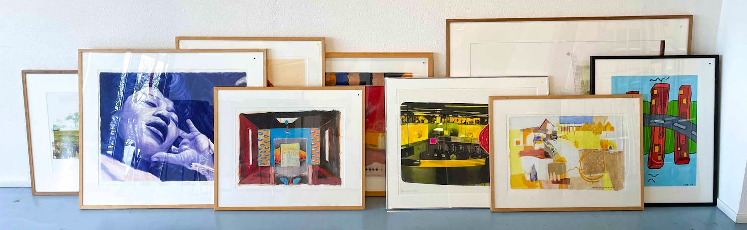 Wil Willemsen - en anderen, Gemengde techniek - Lot van 9 werken verkocht voor € 1!