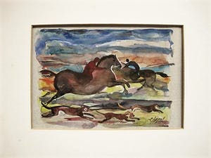 Henk van den Idsert - ca. 1940 Bergense School - Aquarel op karton "Vossenjacht" gesigneerd kopen? Bied vanaf 60!