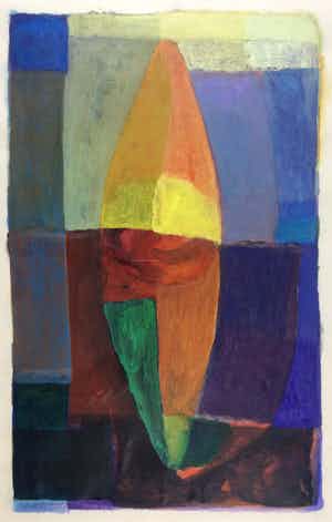 Angele Donjacour - z.t. | abstract geometrisch schilderij - ingelijst verkocht voor € 125!