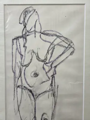 Paula Ceusters - Naakt. Staande vrouw. Krijt. kopen? Bied vanaf 39!