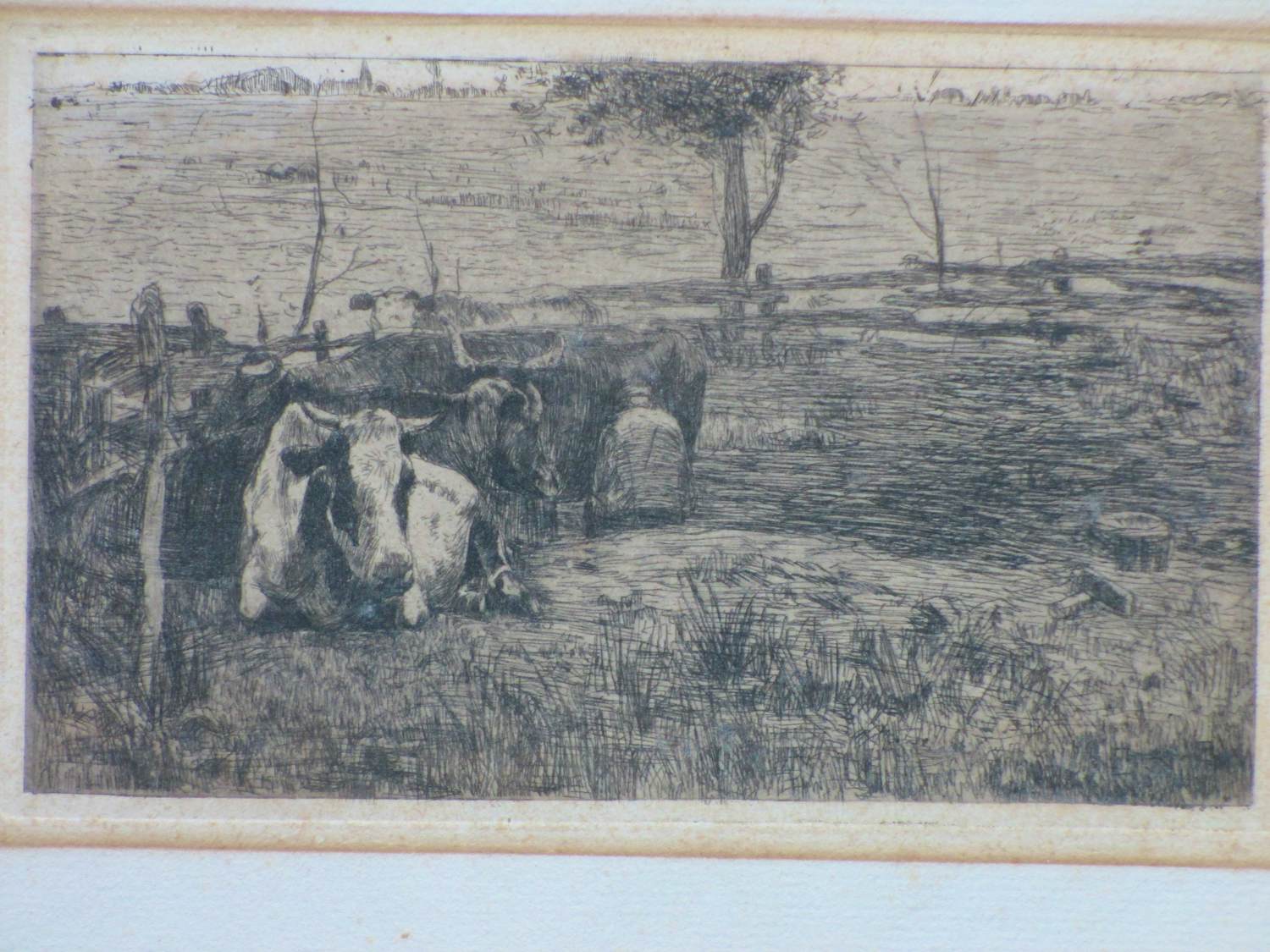 Willem de Zwart - Melkende boer - Ets kopen? Bied vanaf 48!