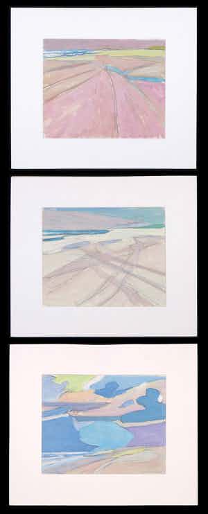 Paul Overhaus - Gemengde techniek op karton, Lot van drie landschappen verkocht voor € 1!