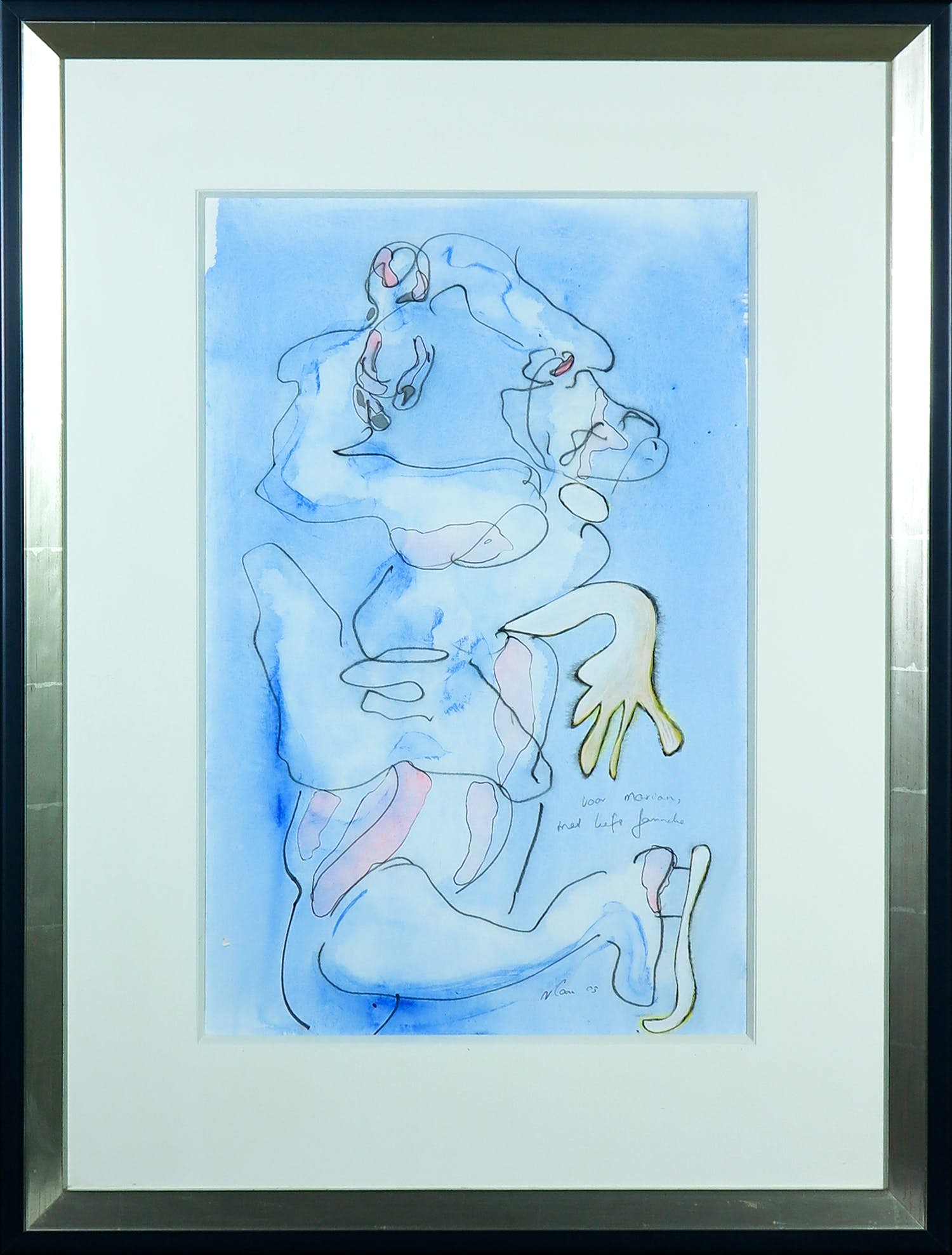 Janneke van Loon - Tekening (Mixed Media), IJsdanseres - Ingelijst kopen? Bied vanaf 1!