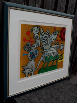 Corneille - Ingelijste kleuren litho: Compositie met figuren - 1992 kopen? Bied vanaf 395!