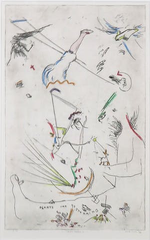 Henk Visch - Ets Handgekleurd - Ongevraagd - Ingelijst kopen? Bied vanaf 1!