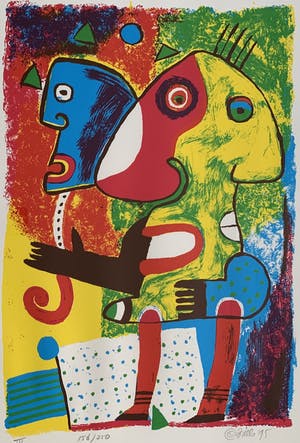 Clemens Briels - Kleurenzeefdruk | 'Zonder titel' | 1995 (INGELIJST) kopen? Bied vanaf 100!