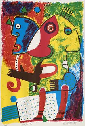 Clemens Briels - Kleurenzeefdruk | 'Zonder titel' | 1995 (INGELIJST) verkocht voor € 100!