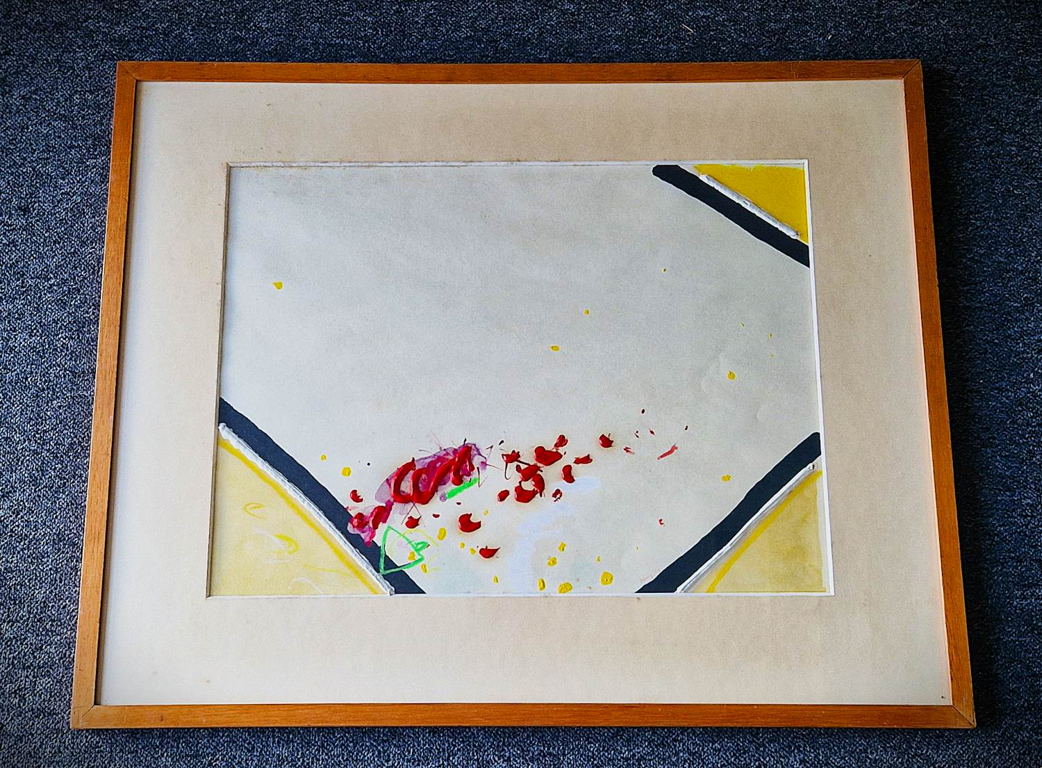 Henk Huig - 1969 -grote abstracte gemengde techniek - Voorstelling III - in originele lijst kopen? Bied vanaf 68!