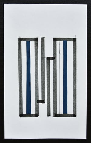 Siep van den Berg - #CONSTRUCTIVISTISCHE COMPOSITIE met collage in blauw # 1990, mint kopen? Bied vanaf 45!
