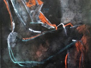 Niet of onleesbaar gesigneerd - Intrigerend pastelkrijt op papier "Zittend vrouwelijk naakt" gesigneerd kopen? Bied vanaf 1!