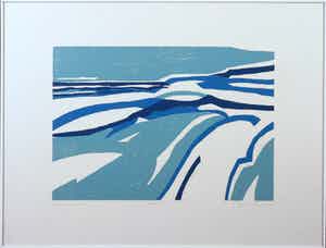 Paul Overhaus - Houtsnede, Strand IV - Ingelijst verkocht voor € 1!