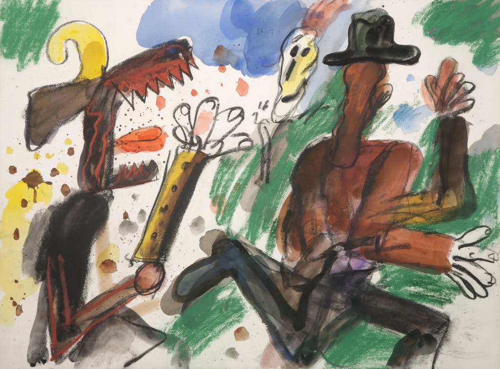 Anton Martineau - Anton Martineau: Aquarel en Krijt, Fantasiefiguren verkocht voor € 60!