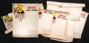 Niet of onleesbaar gesigneerd - Lot van 22 affiches, Brood sterkt de spieren verkocht voor € 1!