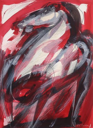 Frits van Eeden - Gemengde techniek op papier, Horse - Ingelijst (Groot) kopen? Bied vanaf 80!