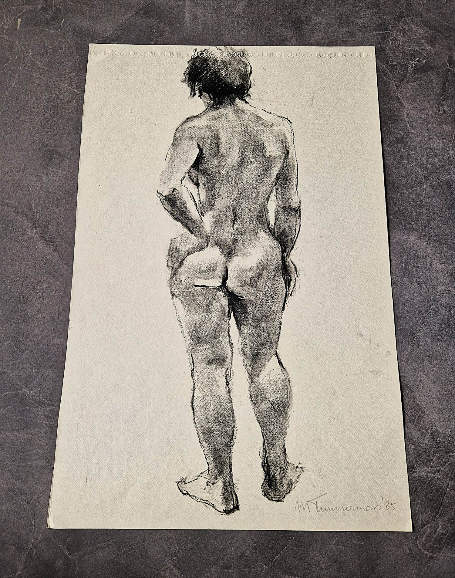 Buy Marijke Timmerman - Academische houtskooltekening "staand vrouwelijk naakt" - gesigneerd? Bid from 21!