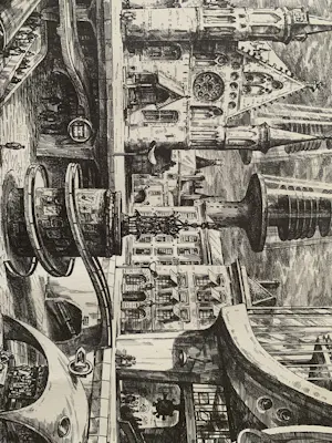 Jakop Slegt - Jakop Slegt - off-set print uit 1965 - Surrealistisch Futuristische Stad kopen? Bied vanaf 70!