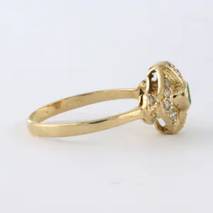 18k gouden ring bezet met smaragd en briljant geslepen diamant tot. 0.18ct kopen? Bied vanaf 220!