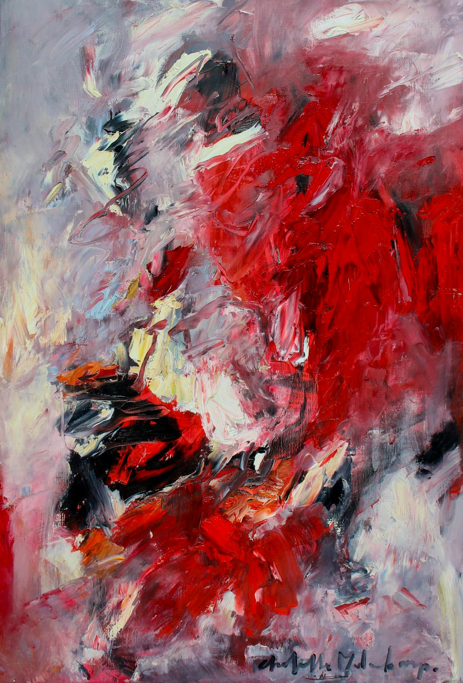 Charlotte Molenkamp - Olieverf op doek: Dramatisch Rood(groot werk!) kopen? Bied vanaf 1995!