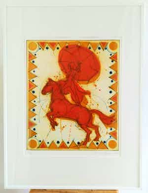 Ronald Tolman - (1948, Amsterdam), bruisende voorstelling in vrolijke kleuren verkocht voor € 125!