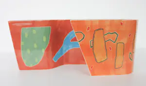 Ines de Booy - Twee kleurrijke keramieken vazen met golfende vorm kopen? Bied vanaf 60!