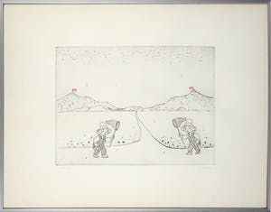 Pieter Holstein - Handgekleurde ets, Vlinders vangen - Ingelijst kopen? Bied vanaf 60!