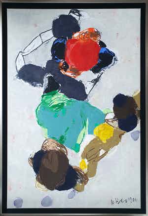 Jurjen de Haan - Olieverf op doek, Gebarentaal- Ingelijst (Zeer groot) verkocht voor € 590!