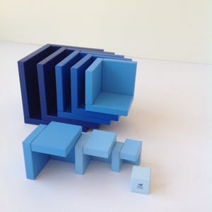 Kurt Naef - Kubus Cella Blue (1978), houten kubus in originele verpakking kopen? Bied vanaf 89!