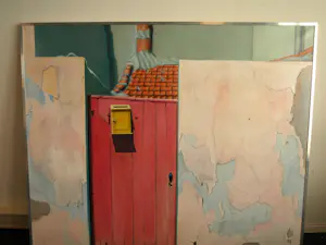 Kees Gerritse - Olieverf op doek , ingelijst , Roze deur – 129 x 129 cm. - 1989 kopen? Bied vanaf 400!