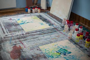 Dominik Smolik - Diptych Naples Yellow Red Light Impasto kopen? Bied vanaf 1!