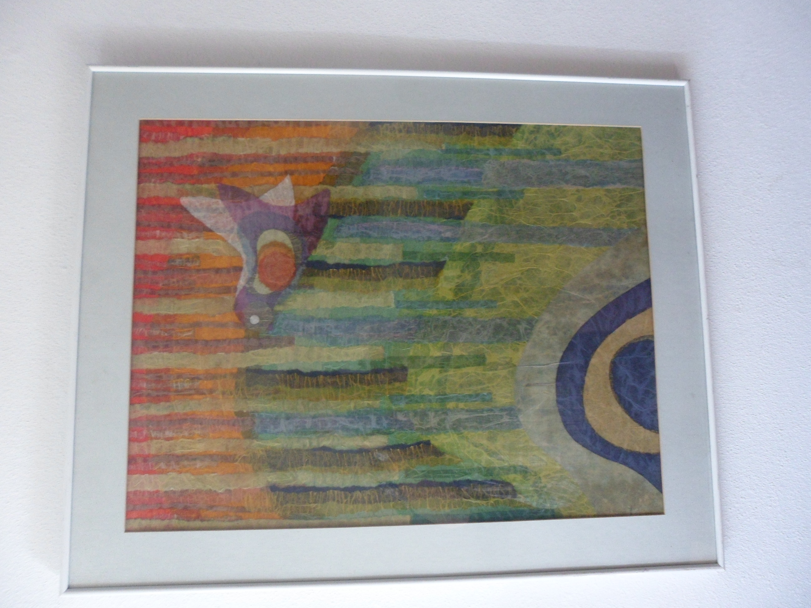 Batavus Westerhuis - Compositie: gemende techniek op papier: Titel Bos met vijver en vogel. kopen? Bied vanaf 20!