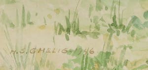 Mien Gmelig - Aquarel, Duinlandschap - Ingelijst kopen? Bied vanaf 1!