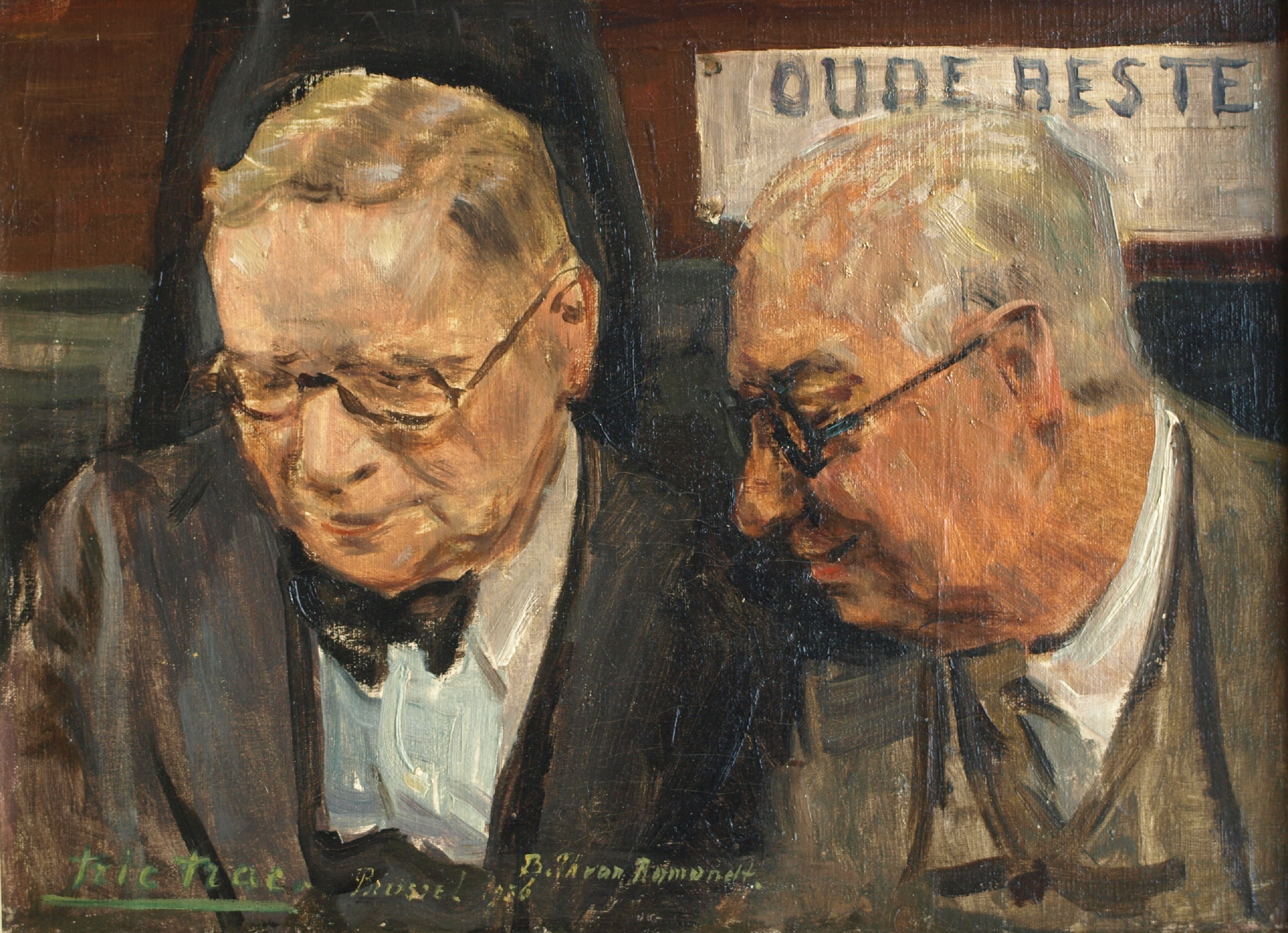 Bethijl Philippus van Romondt - Olieverf op paneel , Tric Trac – gesigneerd & ingelijst – 1936 kopen? Bied vanaf 125!