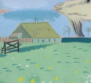 Herman Berserik - Gouache, Boerderij met geiten - Ingelijst kopen? Bied vanaf 1500!