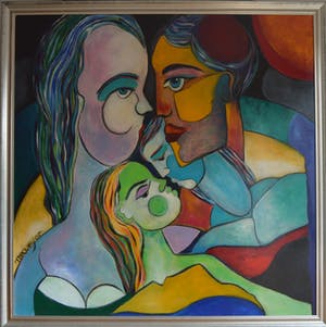 Theo Mackaay - Olieverf op doek, Figuren - Ingelijst (ZEER GROOT) kopen? Bied vanaf 1450!