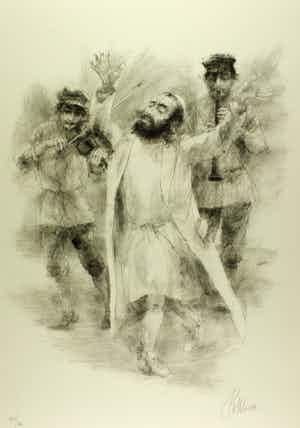 Piet Klaasse - litho - 'Dansen als bede' - handgesigneerd verkocht voor € 75!