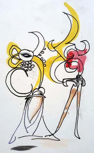 Piet Ouborg - Fantasiefiguren, met de hand ingekleurde en gesigneerde litho verkocht voor € 150!