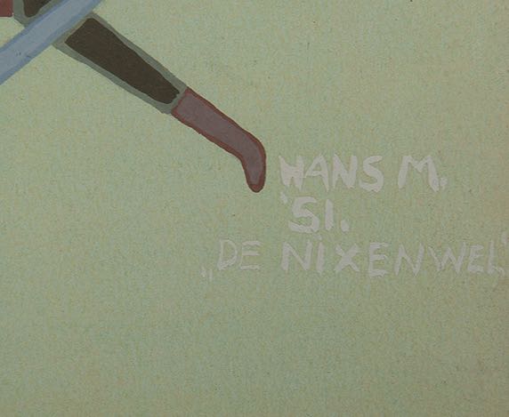 Hans Mulder - De Nixenwel - 1952 - Gouache op groen papier - gesigneerd r.o. - BKR Haarlem kopen? Bied vanaf 10!