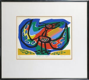 Anton Rooskens - Litho, Zingende vogel - Ingelijst kopen? Bied vanaf 200!