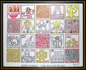 Keith Haring - Handgesigneerd affiche, One man show 1982 - Ingelijst (Groot) verkocht voor € 1!